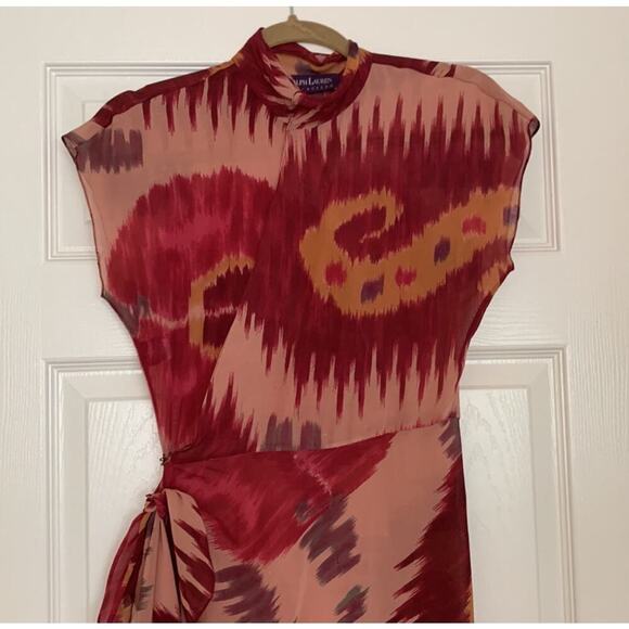 Vintage Ralph Lauren Purple Label Runway Ikat Silk Wrap Dress 1994 Southwestern - Picture 3 of 15